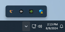 The AutonomousKoi icon appearing with other icons in the Windows system tray